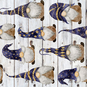 Navy Gnomes Gold Glitter on Shiplap rotated - large scale