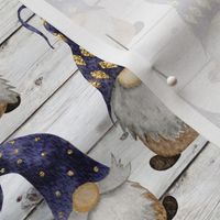 Navy Gnomes Gold Glitter on Shiplap - small scale