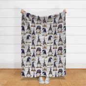 Navy Gnomes Gold Glitter on Shiplap - large scale