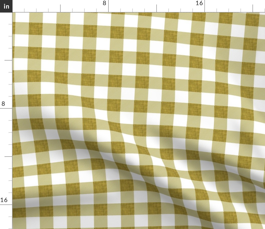 1" mustard linen buffalo check