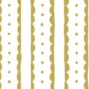 gold scalloped stripes and polka dots