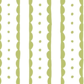 olive green scalloped stripes and polka dots