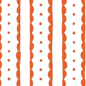 papaya orange scalloped stripes and polka dots