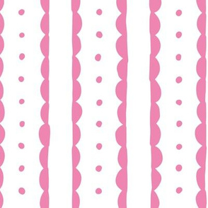 rose pink scalloped stripes and polka dots
