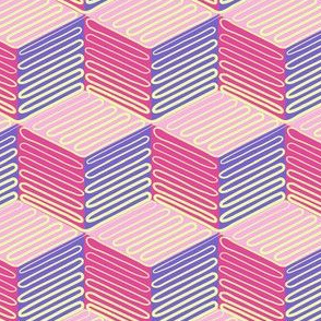 cubes & lines - pink, purple, chartreuse
