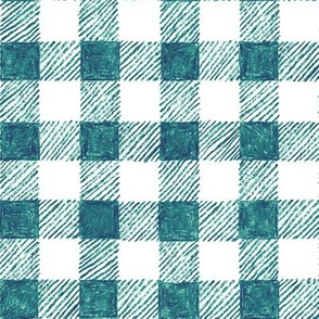 1" crayon gingham, teal on white