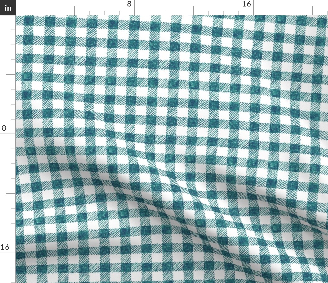 5/8" crayon gingham in  teal
