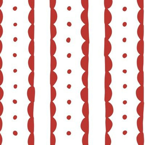 scarlet red scalloped stripes and polka dots