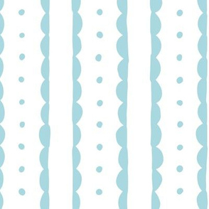 sea blue scalloped stripes and polka dots