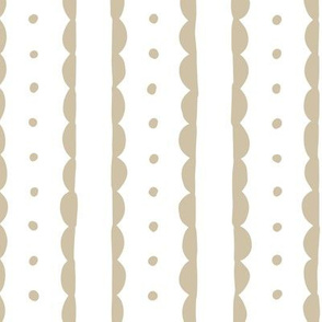 taupe scalloped stripes and polka dots