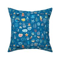 playful sea life on blue medium