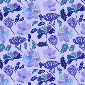 Indian florals - cold blue - small