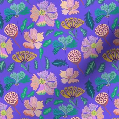 Indian florals - purple - small