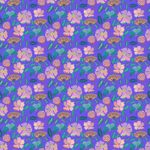 Indian florals - purple - small