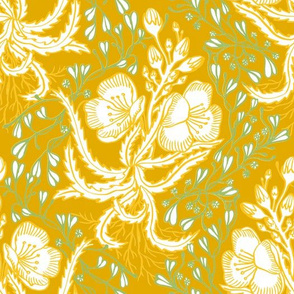 PATTERN-FLOWERS jaune d'or