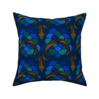 Abstract Electric Scallop in Blue and Green - Large