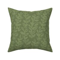 Midcentury Vines in Sage on Deep Sage