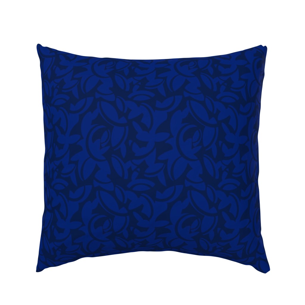 Midcentury Leaves in Blue and Navy