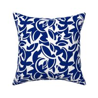 Midcentury Leaves in Blue and White