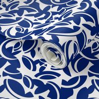 Midcentury Leaves in Blue and White