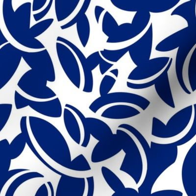 Midcentury Leaves in Blue and White