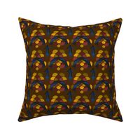 Abstract Electric Scallop in Brown, Yellow and Blue - Small