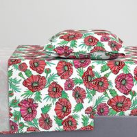 Red poppy fabric and wallpaper