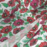 Red poppy fabric and wallpaper