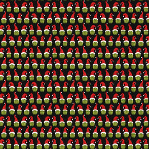 Green Christmas Gnomes on Dark Grey Linen - extra small scale 