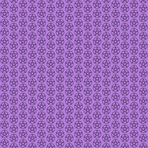 Half Inch Black Pentacles on Lavender Purple