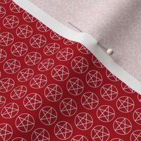 Half Inch White Pentacles on Dark Red