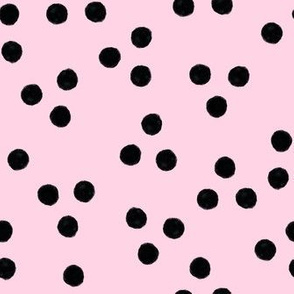 blush pink with black polka dots