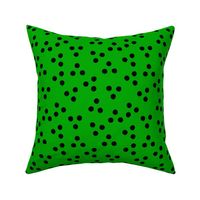 kelly green with black polka dots
