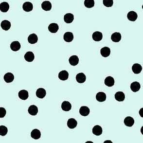 mint with black polka dots