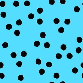 turquoise with black polka dots