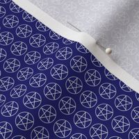 Half Inch White Pentacles on Midnight Blue