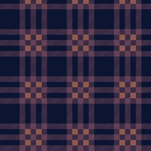 Plaid In Navy, Mauve & Apricot