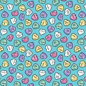 (small scale) valentine's hearts - candy pastels - teal - LAD20BS