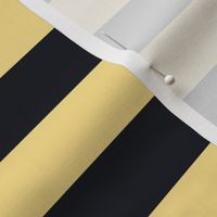 Large Mellow Yellow Awning Stripe Pattern in Horizontal on Midnight Black