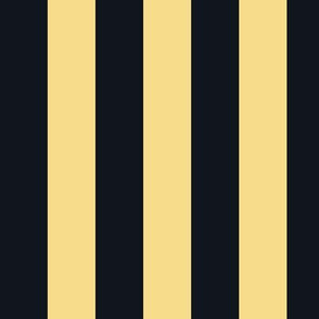 Large Mellow Yellow Awning Stripe Pattern in Vertical on Midnight Black