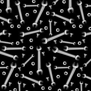 Wrenches Nuts Bolts Black Background