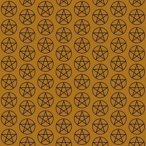 One Inch Black Pentacles on Matte Antique Gold