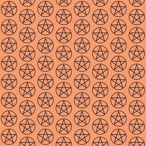 One Inch Black Pentacles on Peach Orange