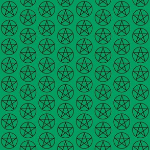 One Inch Black Pentacles on Shamrock Green