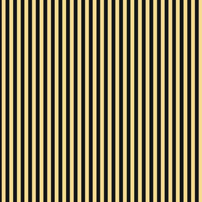 Small Mellow Yellow Bengal Stripe Pattern in Vertical on Midnight Black