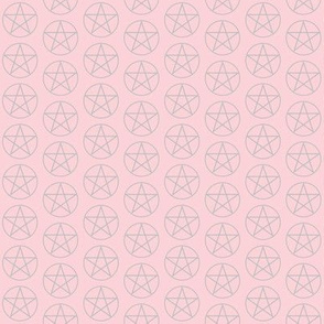 One Inch Matte Silver Pentacles on Millennial Pink