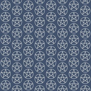 One Inch White Pentacles on Blue Jeans Blue