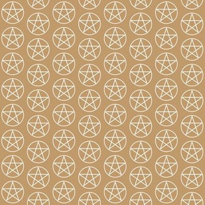 One Inch White Pentacles on Camel Brown