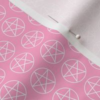 One Inch White Pentacles on Carnation Pink