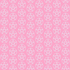 One Inch White Pentacles on Carnation Pink